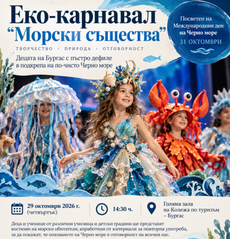 Морски същества, пъстри костюми и екопослания събират деца в еко карнавал